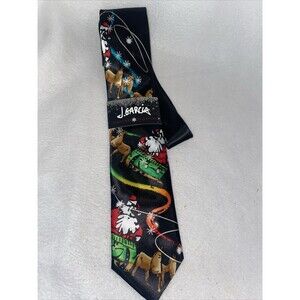 new J Garcia santa Merry Christmas Collection 62 Holiday Black men tie comic fun